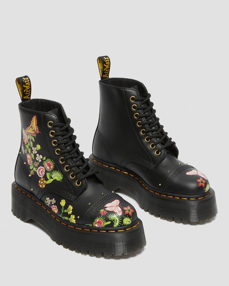 Botas Plataforma Dr Martens Sinclair Floral Bloom Cuero Mujer Negros Multicolor | MX 529RVD